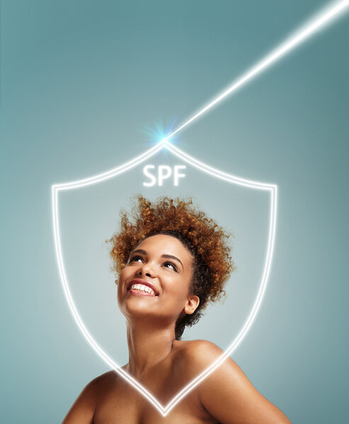 girl looking up on UV ray