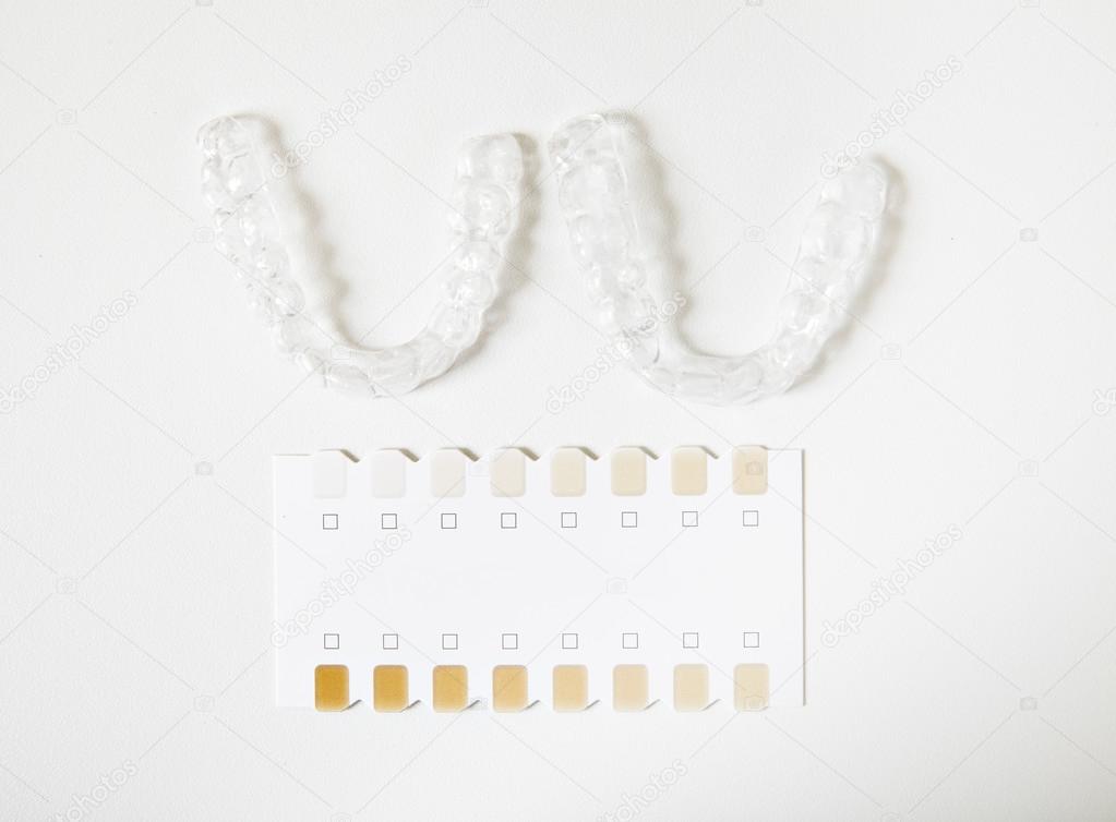 whitening trays and palette for tooth color