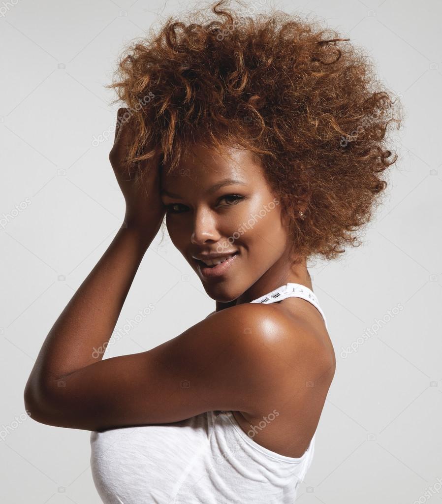 Afro Hair Short Woman Woman With Short Afro Hair Stock Photo