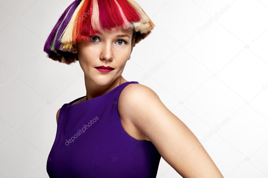 woman with rainbow hair