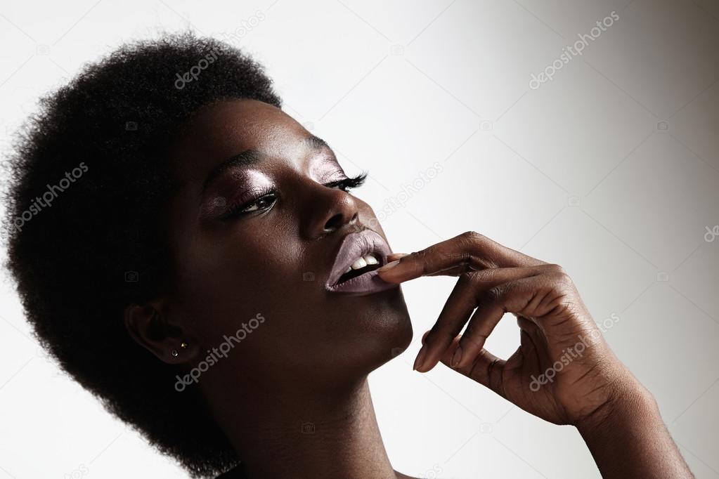 black woman with evening makeup