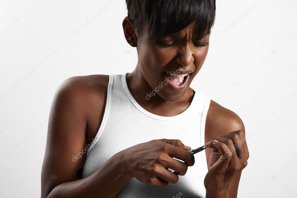 woman making manicure