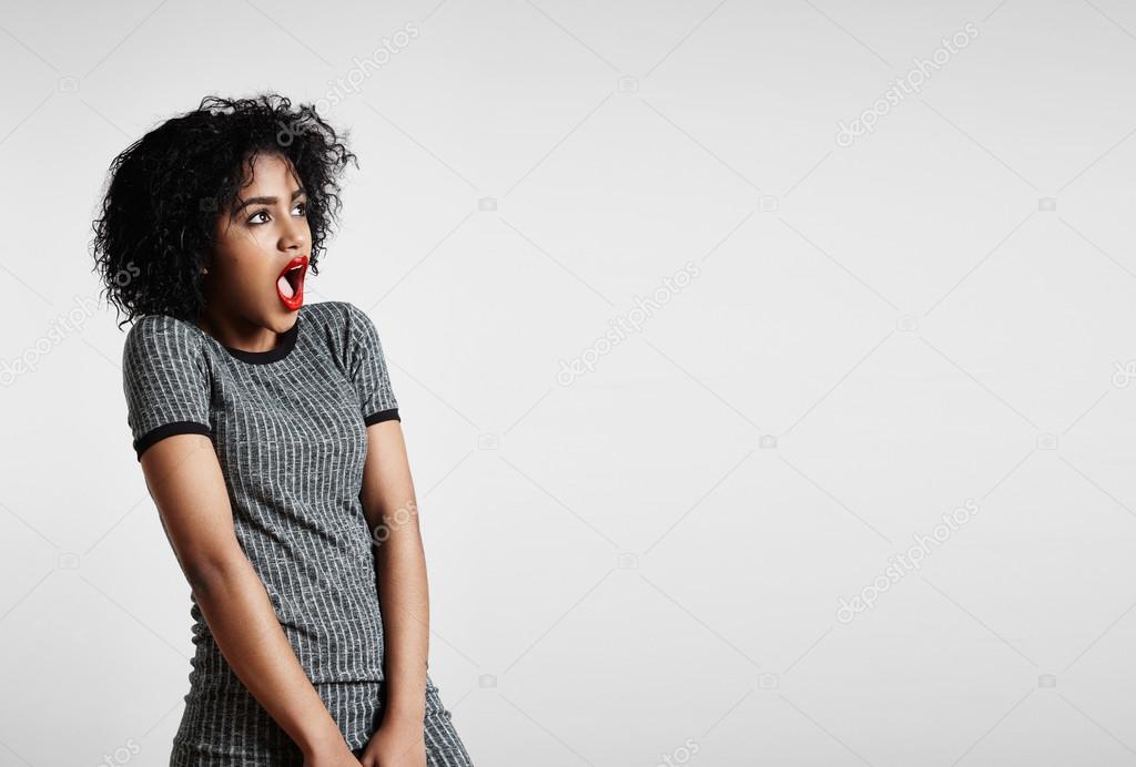 shocked woman with open mouth