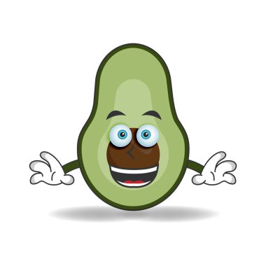 Avokado maskotunun gülümseme ifadesi. vektör illüstrasyonu