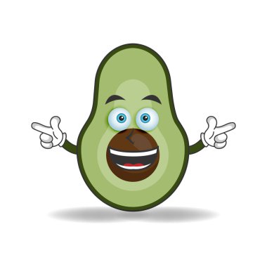 Avokado maskotunun gülümseme ifadesi. vektör illüstrasyonu