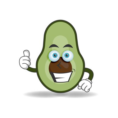 Avokado maskotunun gülümseme ifadesi. vektör illüstrasyonu