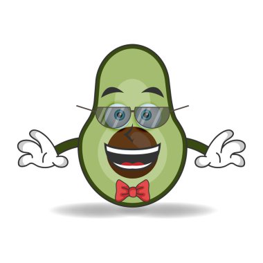 Avokado maskotu karakteri iş adamı olur. vektör illüstrasyonu