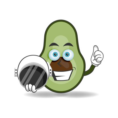 Avokado maskotu karakteri astronot olur. vektör illüstrasyonu