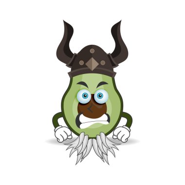 Avokado maskotu karakteri bir dövüşçü olur. vektör illüstrasyonu