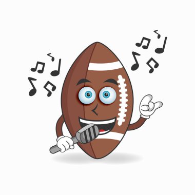 Amerikan Futbol Maskotu karakteri şarkı söylüyor. vektör illüstrasyonu