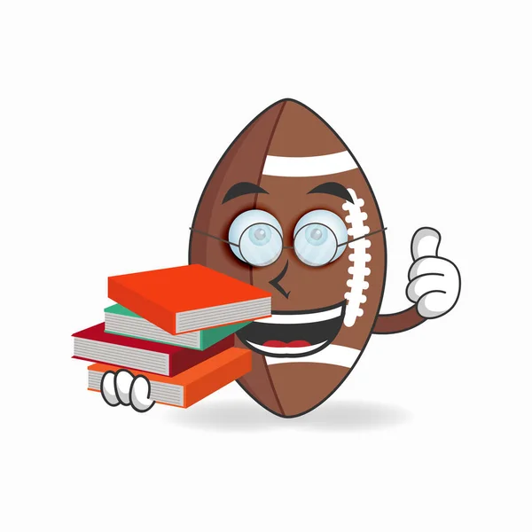 アメリカンフットボールのマスコットキャラクターは図書館員になる ベクターイラスト — ストックベクタ