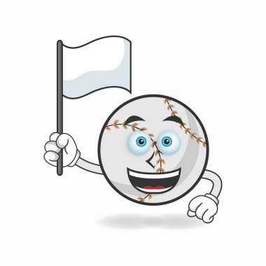 Beyzbol maskotu karakteri elinde beyaz bayrak tutuyor..