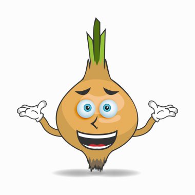 Kafası karışmış soğan maskotu karakteri.
