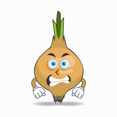 Kızgın ifadeli soğan maskotu karakteri.