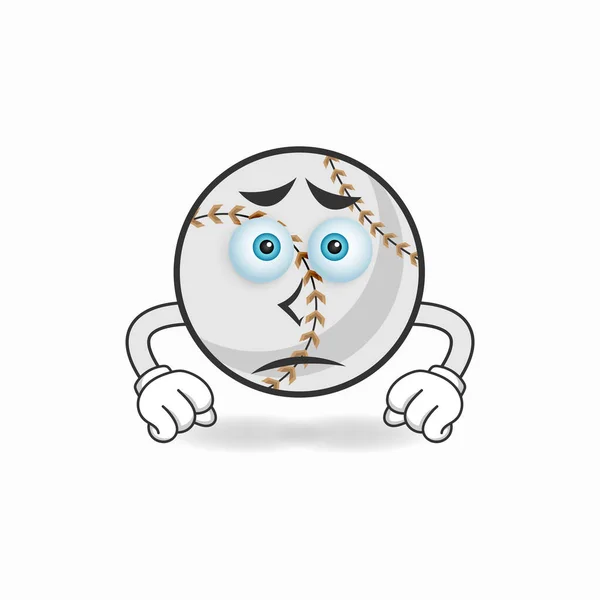 Baseball Mascot Character Sad Expression — Stock Vector
