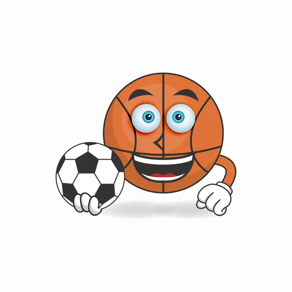 Basketbol Maskotu Karakteri Futbol Oyuncusu Olur — Stok Vektör