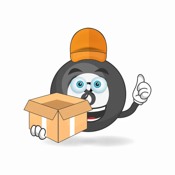 Personaje Mascota Bola Billar Una Persona Entrega — Vector de stock