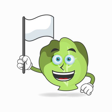 Beyaz bayrak taşıyan lahana maskotu karakteri.