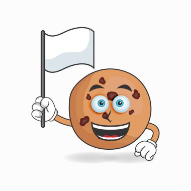 Kurabiye maskotu karakteri beyaz bayrak tutuyor..