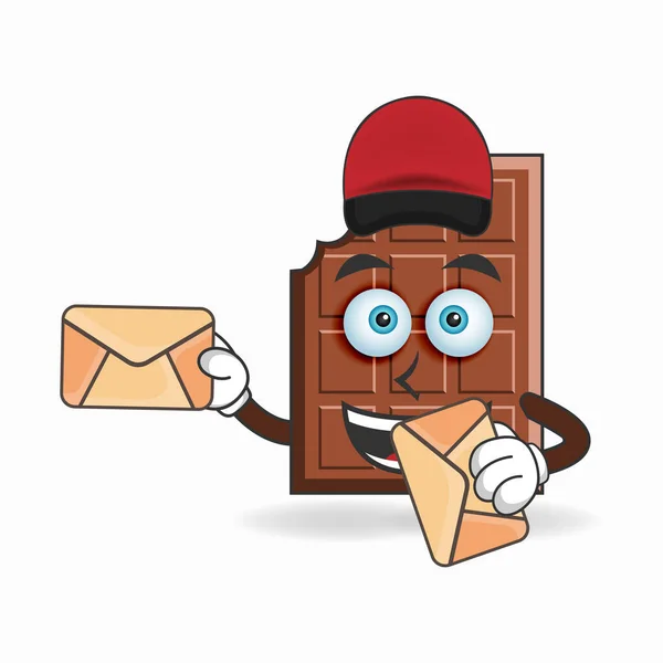 Персонаж Шоколадного Талисмана Становится Разносчиком Почты — стоковый вектор