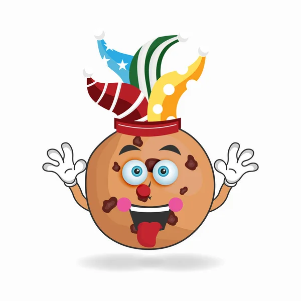 Caráter Mascote Cookies Torna Palhaço — Vetor de Stock