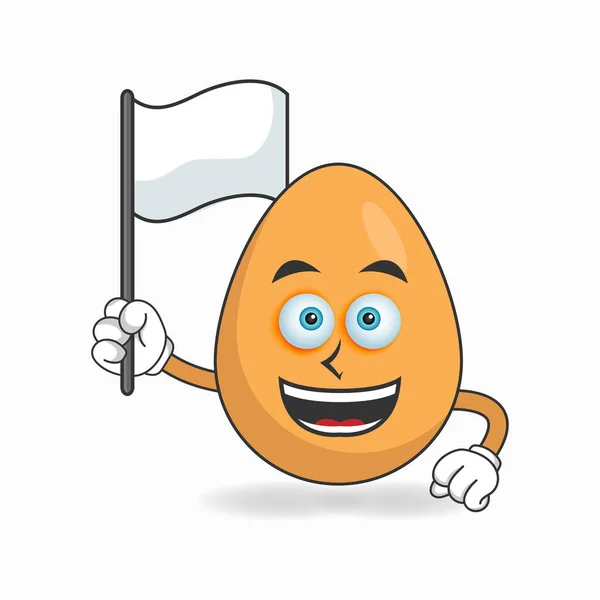 Egg Mascot Character Holding White Flag — Stock Vector