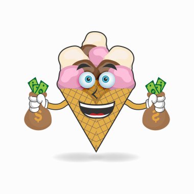 Dondurma maskotu karakterinin elinde para var..