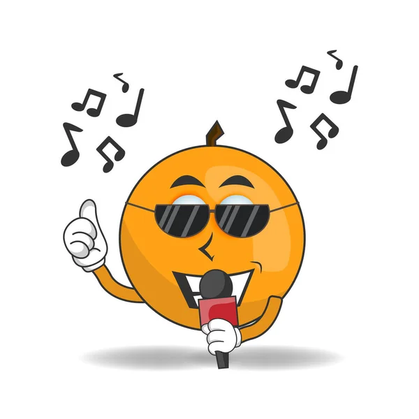 Personaje Mascota Naranja Está Cantando — Archivo Imágenes Vectoriales
