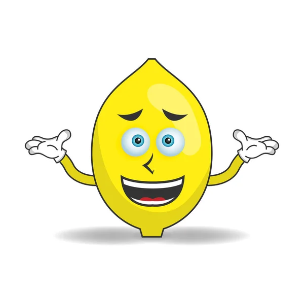 Mascotte Citron Caractère Avec Une Expression Confuse — Image vectorielle