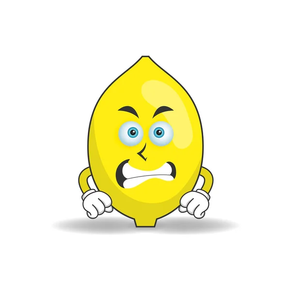 Zitronenmaskottchen Mit Wütendem Gesichtsausdruck — Stockvektor