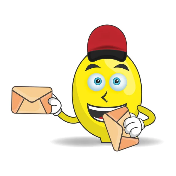 Personaje Mascota Lemon Convierte Repartidor Correo — Archivo Imágenes Vectoriales