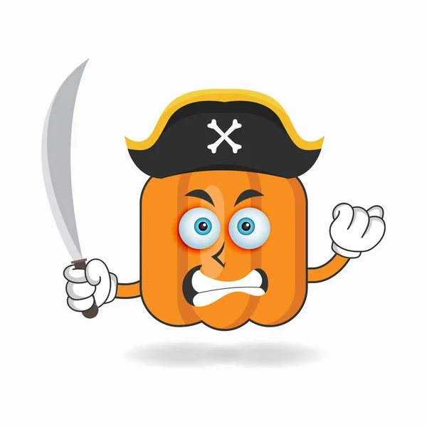 カボチャのマスコットキャラクターが海賊になる — ストックベクタ