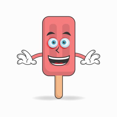 Gülümseyen yüzü olan kırmızı dondurma maskotu karakteri.