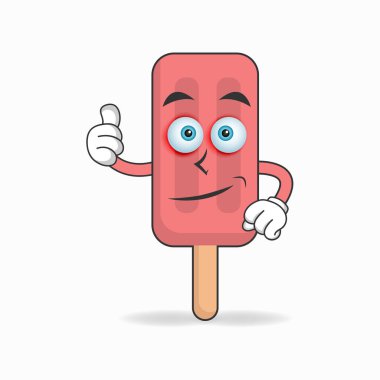 Kırmızı Dondurma maskotu karakteri baş parmaklarını kaldırdı..