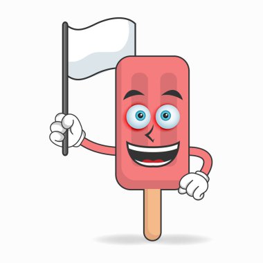 Kırmızı Dondurma maskotu karakteri elinde beyaz bayrak tutuyor..