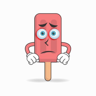 Üzgün ifadeli Kırmızı Dondurma maskotu karakteri.