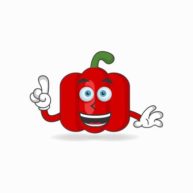 Kırmızı kırmızı kırmızı biber maskotunun gülümseme ifadesi..