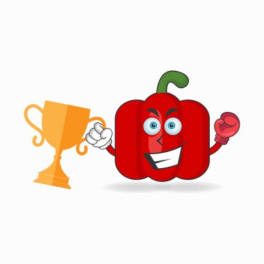 Kırmızı biber maskotu bir boks kupası kazandı..