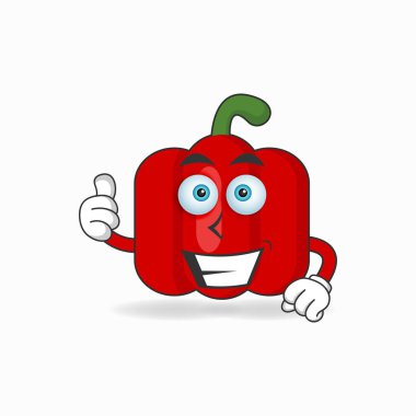 Kırmızı kırmızı kırmızı biber maskotunun gülümseme ifadesi..