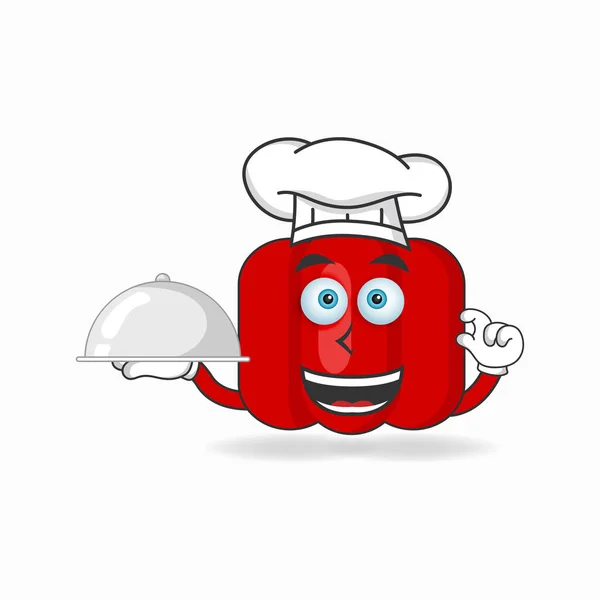 Mascotte Paprika Rouge Devient Chef — Image vectorielle
