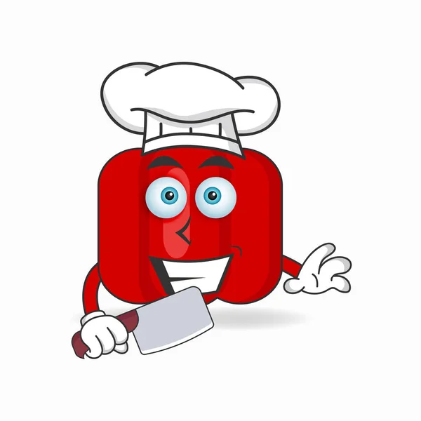 Mascotte Paprika Rouge Devient Chef — Image vectorielle