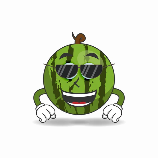 Wassermelone Maskottchen Mit Sonnenbrille — Stockvektor