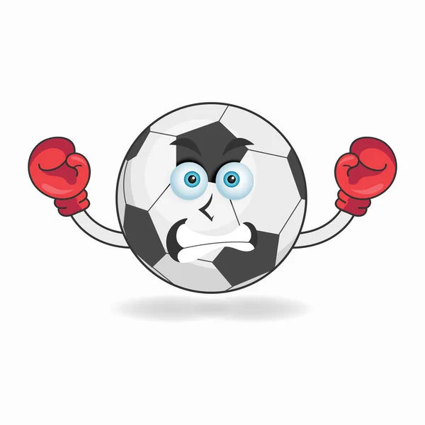 Персонаж Талисман Футбольного Мяча Боксерским Снаряжением — стоковый вектор