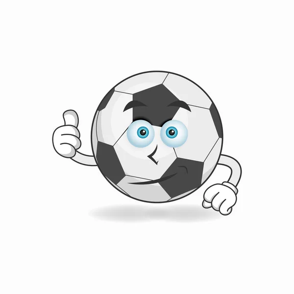 Futbol Topu Maskotu Karakteri Baş Parmaklarını Kaldırdı — Stok Vektör