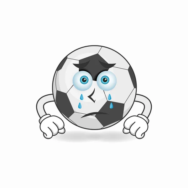 Персонаж Футбольного Мяча Грустным Выражением Лица — стоковый вектор