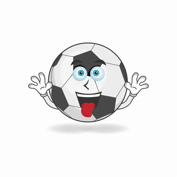 Gülen Ifadesi Yapışkan Dili Olan Futbol Topu Maskotu Karakteri — Stok Vektör