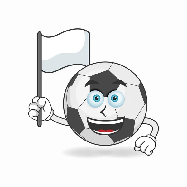 Талисман Футбольного Мяча Белым Флагом — стоковый вектор