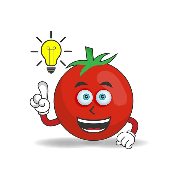 Postać Maskotki Pomidorów Wyrażeniem Wpada Pomysł — Wektor stockowy