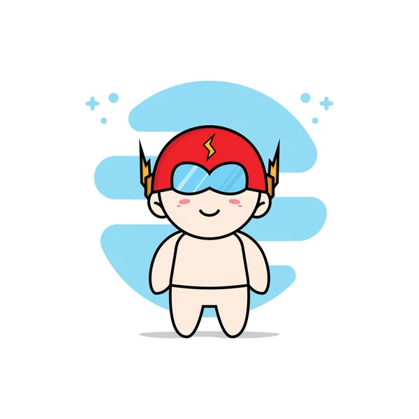 Mignon Personnage Bébé Portant Costume Super Héros Concept Mascotte — Image vectorielle