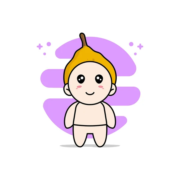 可爱的婴儿角色穿着乌里水果服装 吉祥物设计理念 — 图库矢量图片